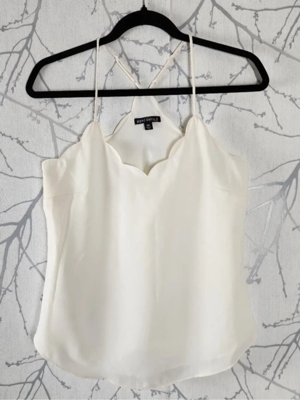 J. Crew Ivory Strappy Scalloped Cami